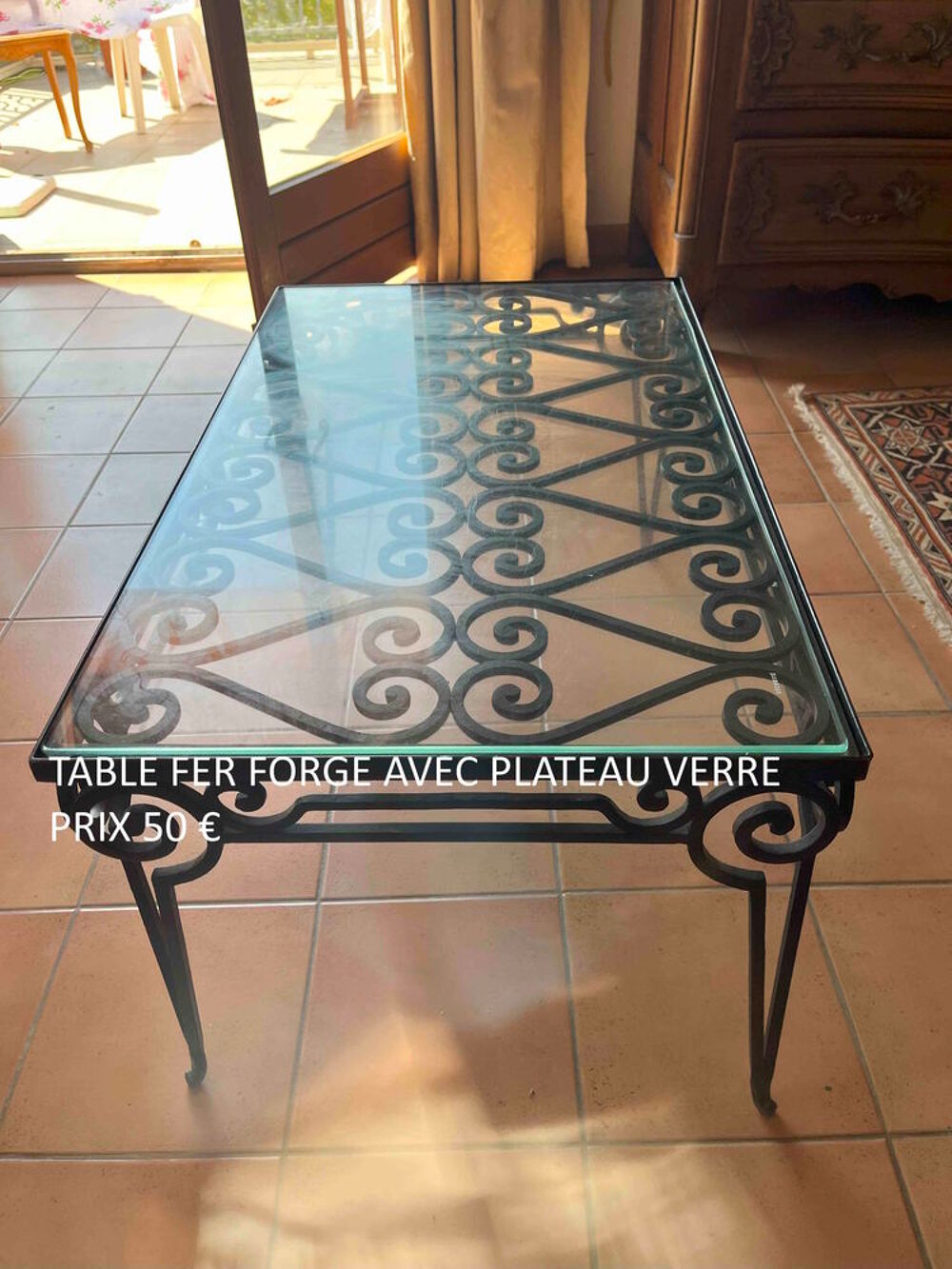 TABLE BASSE EN FER FORGE PLATEAU VERRE Meubles