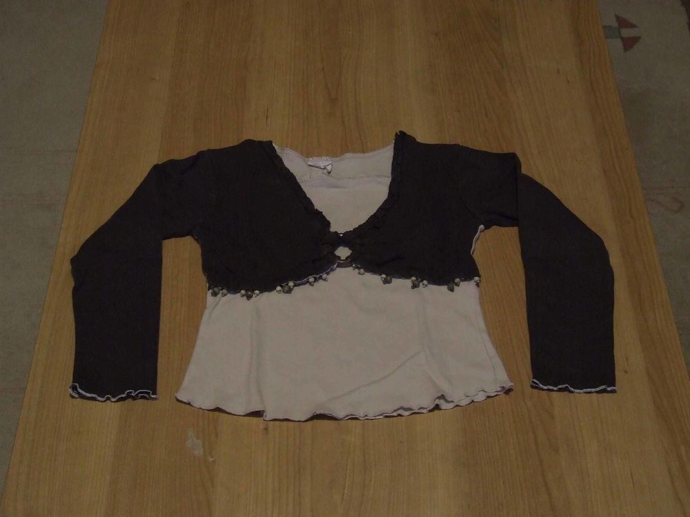 Tee-shirt manches longues, Marron et beige, 10&nbsp;ans, TBE Vêtements enfants