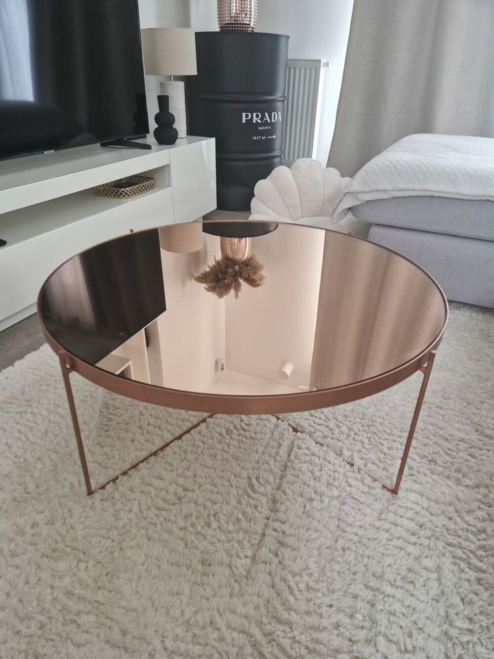 Table basse ronde rose gold miroir Meubles