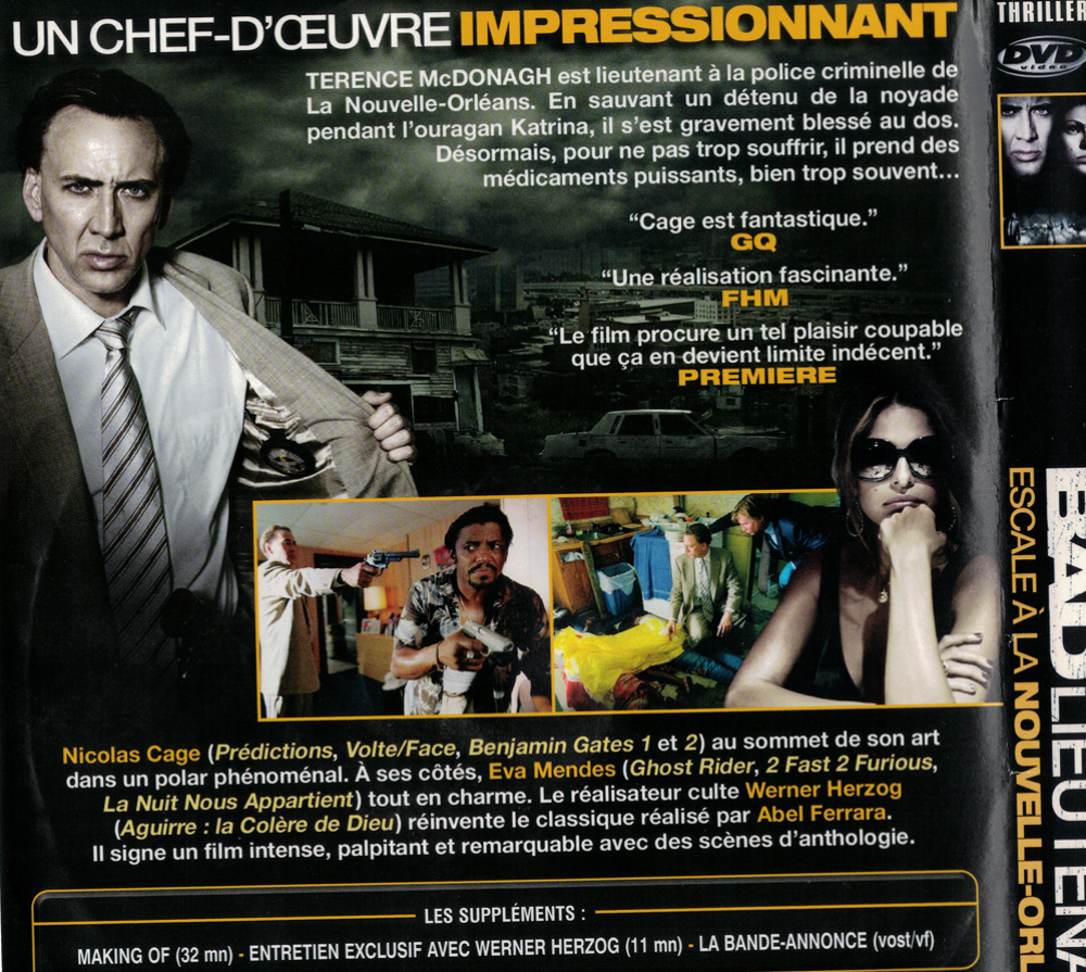 Shoot'em up. BAD LIEUTENANT DVD et blu-ray