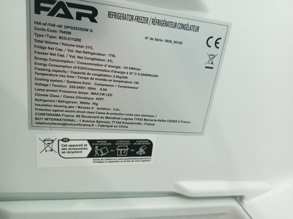 R&eacute;frig&eacute;rateur FAR NEUF Electroménager