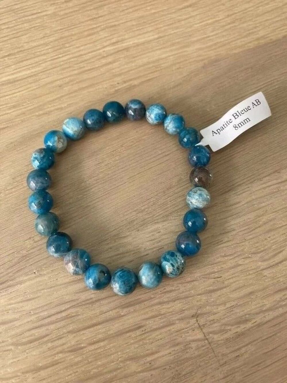 Bracelet en pierres v&eacute;ritables 19 / 20 cm Apatite bleue 8mm Bijoux et montres