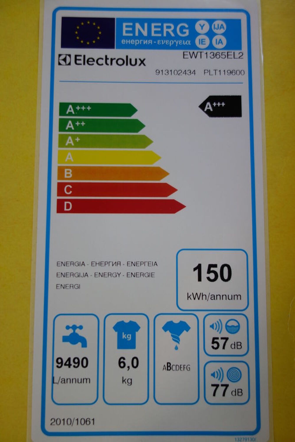 LAVE LINGE TOP ELECTROLUX 6 KG
R&eacute;f EWT1365EL2 Electroménager