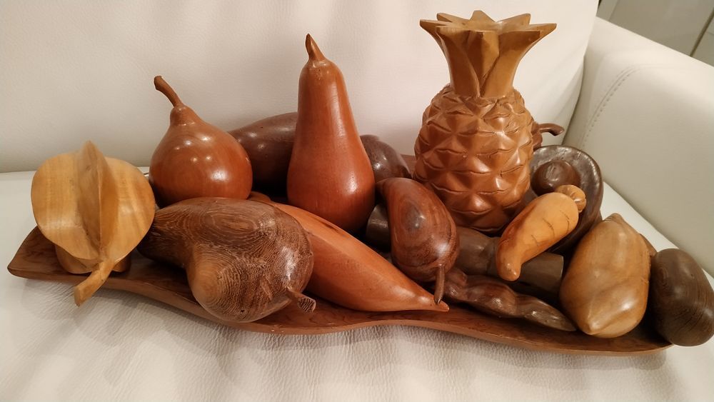 Plateau de fruits en bois exotique du Gabon Décoration