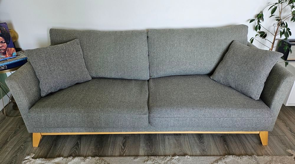 Canap&eacute; scandinave tissu gris 3 places Miliboo Oslo Meubles
