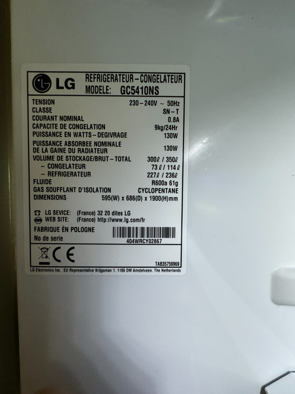 R&eacute;frig&eacute;rateur cong&eacute;lateur LG Total no frost - Multi Air Flo
Electroménager