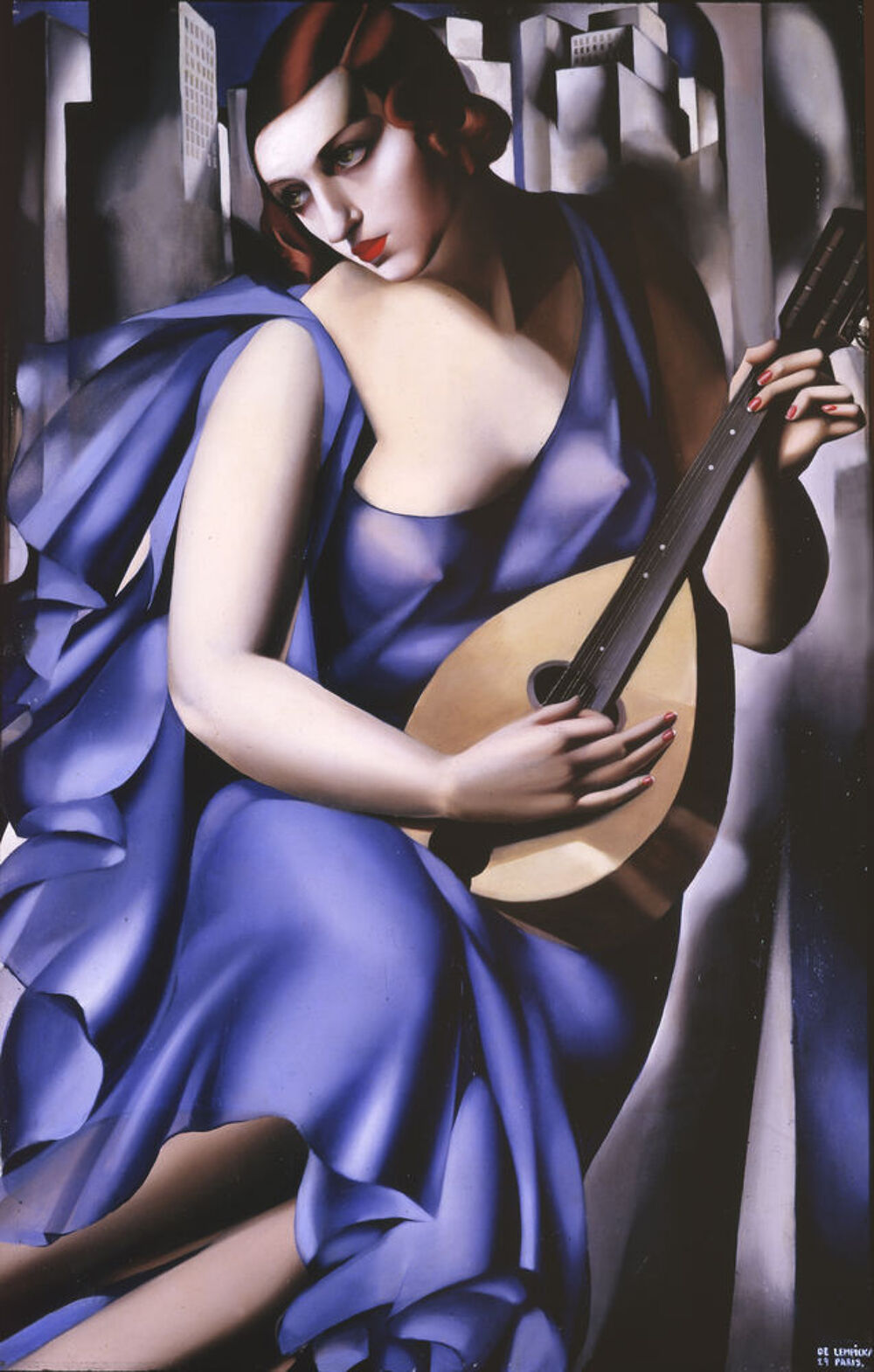 Tableau toile peinture Tamara de Lempicka FEMME A LA GUITARE Décoration