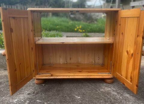 Commode meuble bas en bois massif style rustique �  rangement TV / entr�e 25 Loud�ac (22)