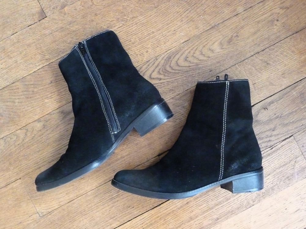 Bottines en Daim Noir- Pointure 37- Elite Chaussures
