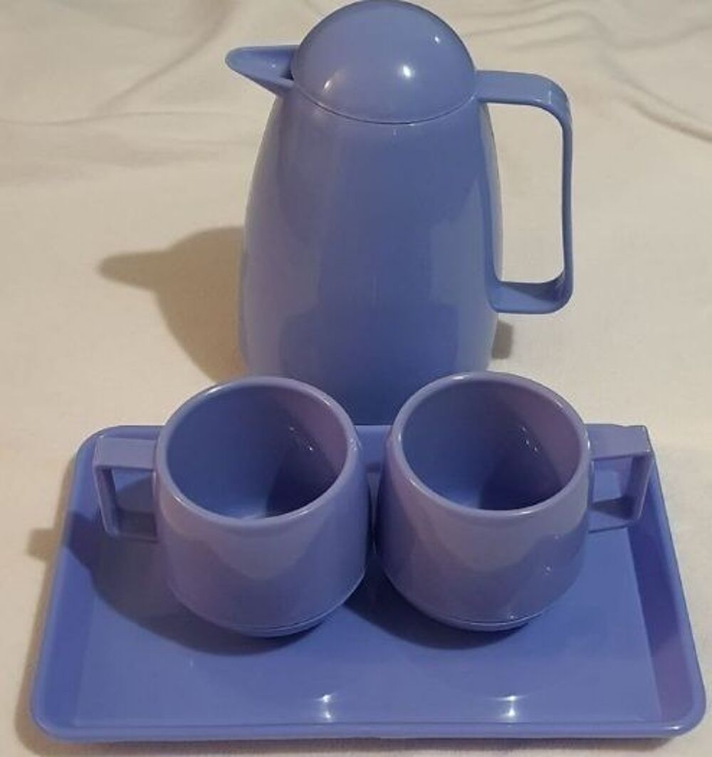 Set thermos en plastique bleu comprenant 1 plateau 2 tasses Electroménager