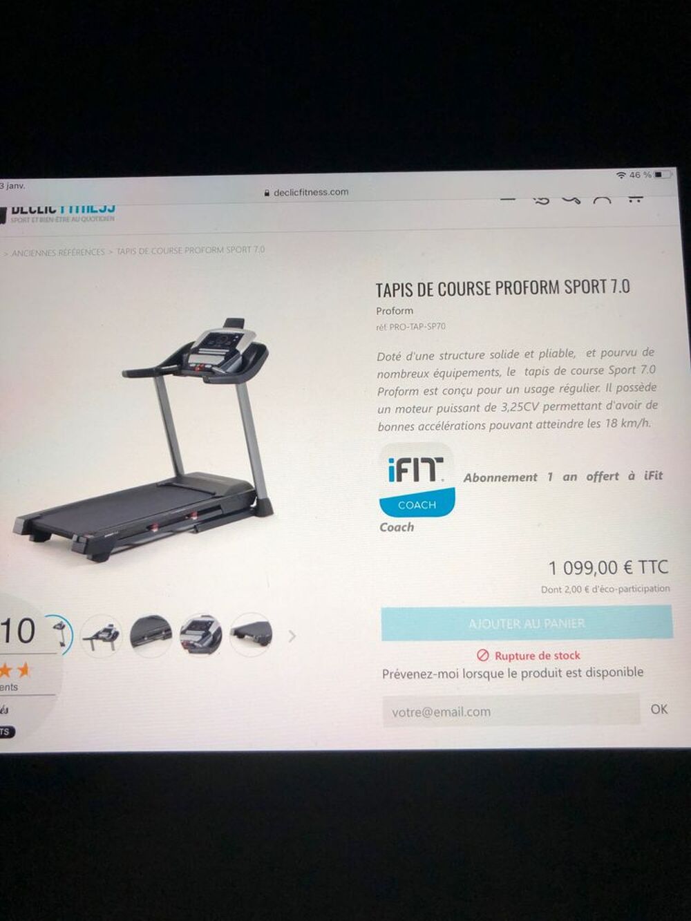 Tapis de course proform Sports
