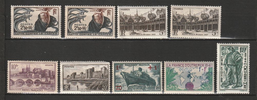 Timbres Neufs Charni&egrave;re transparentes Ann&eacute;es 1941-42-43 