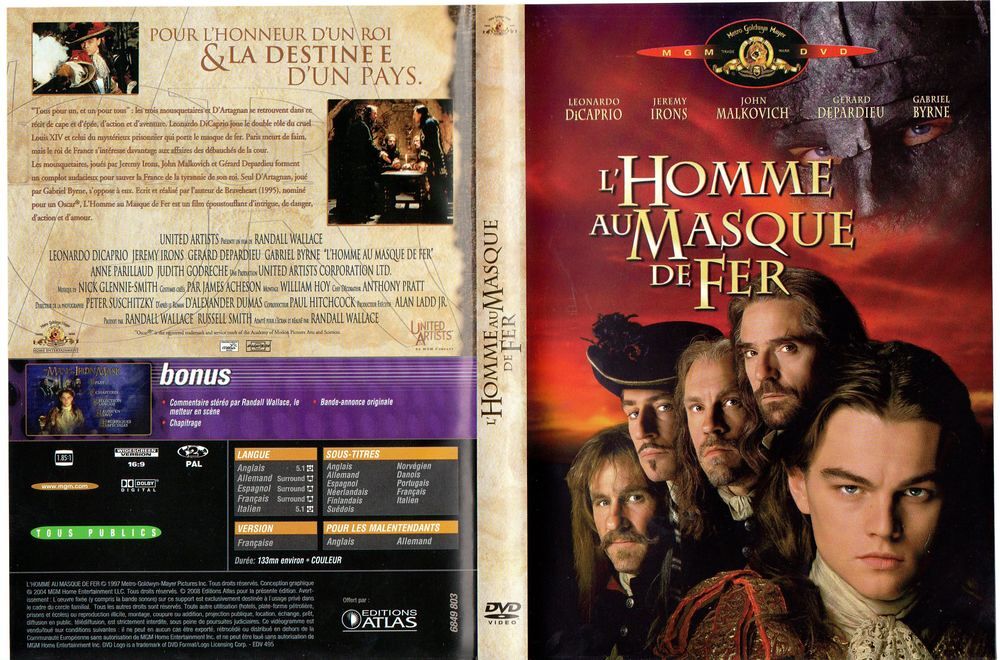 L'Homme au masque de fer DVD et blu-ray