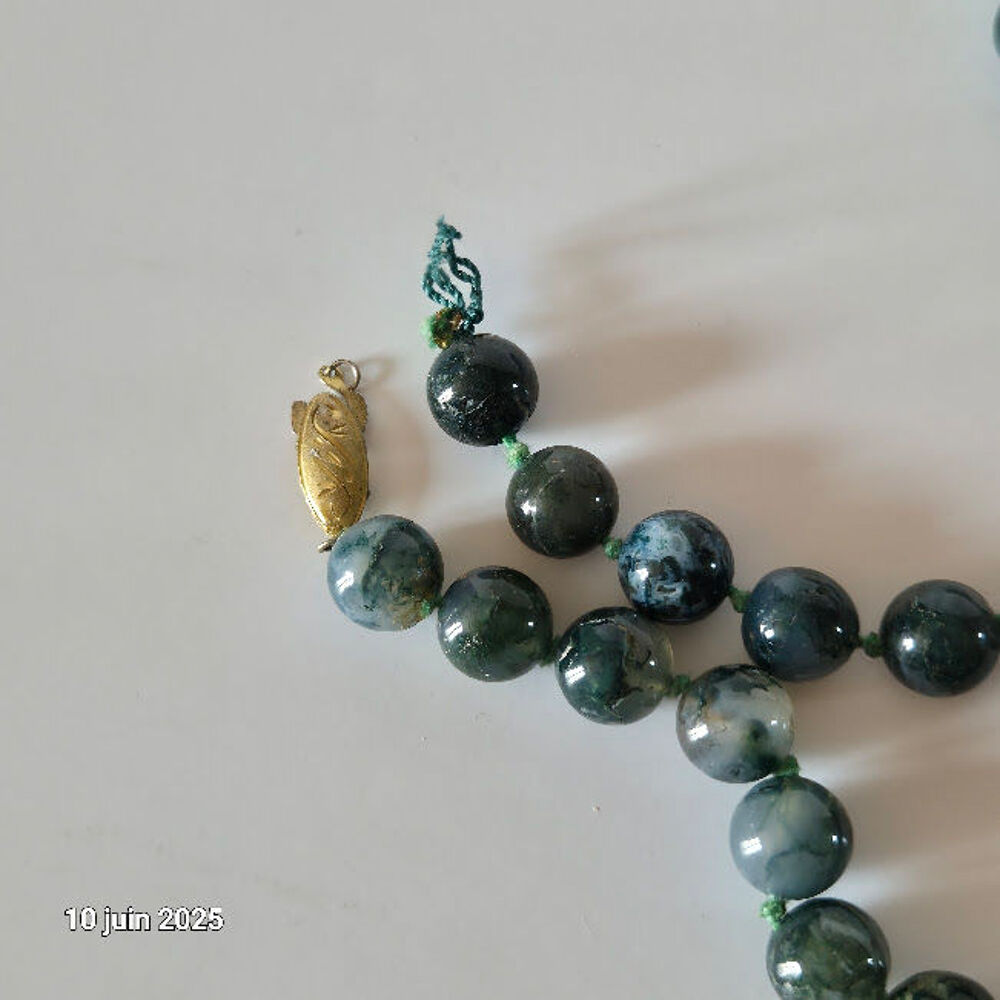 Grand collier en perles de pierre malachite, pierre naturel Bijoux et montres
