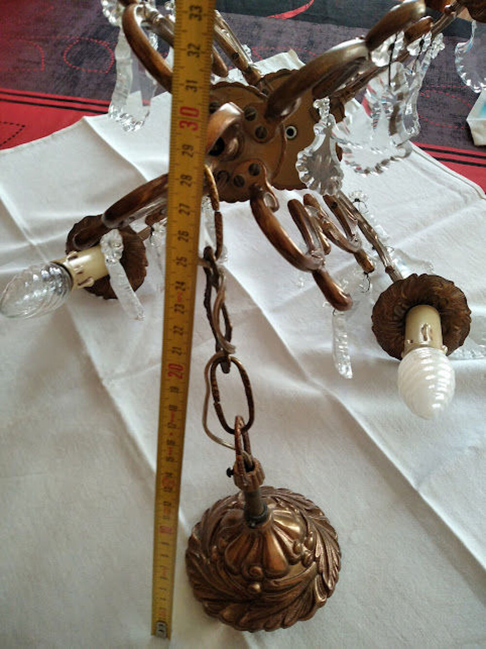 Lustre bronze et cristal Décoration