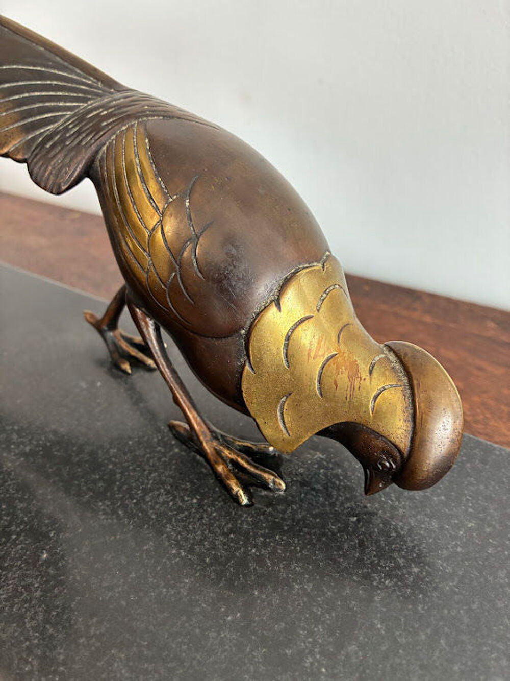 Sculpture en Bronze 2 faisans dor&eacute;s Art D&eacute;co Lorino Décoration