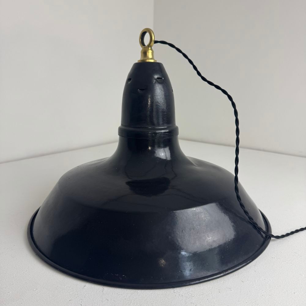 ANCIENNE SUSPENSION D'ATELIER INDUSTRIEL EMAILLEE 40 CM Décoration