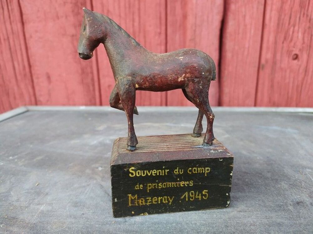 Cheval Sculpture Bois Prisonniers Mazeray Guerre 39-45 WW2 