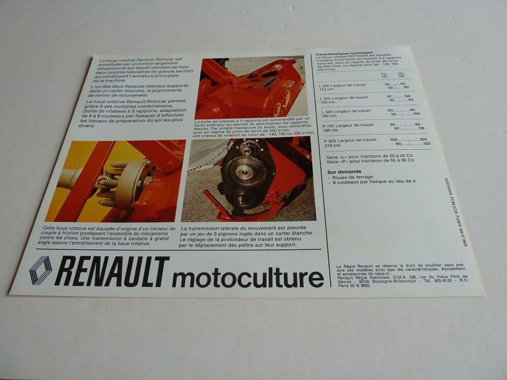 Prospectus de rotavator RENAULT Rotocar 