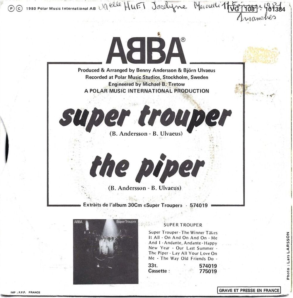 Abba "Super Trouper/The Piper CD et vinyles