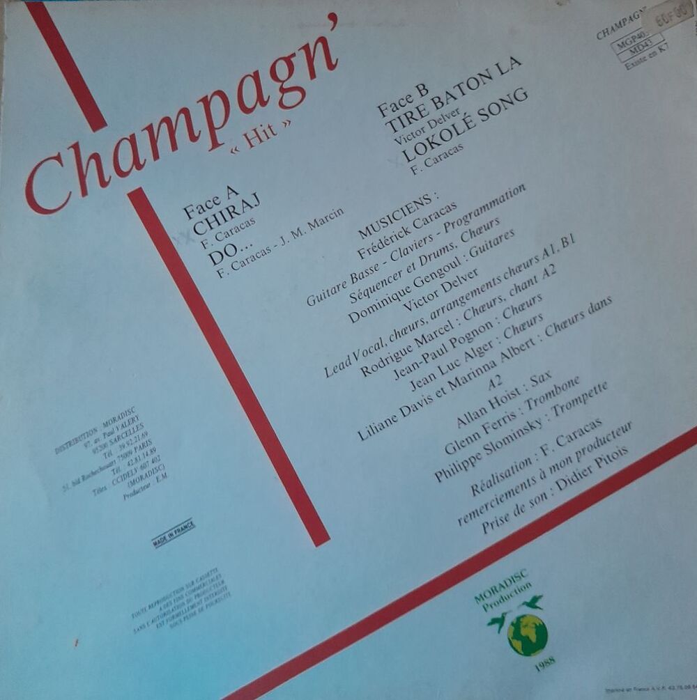 Vinyle 33 T , CHAMPAGN' "hit" Antilles CD et vinyles