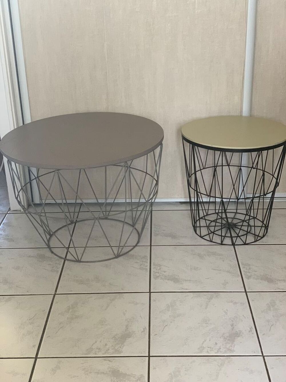 2 Tables Gigognes rondes bois fer Meubles