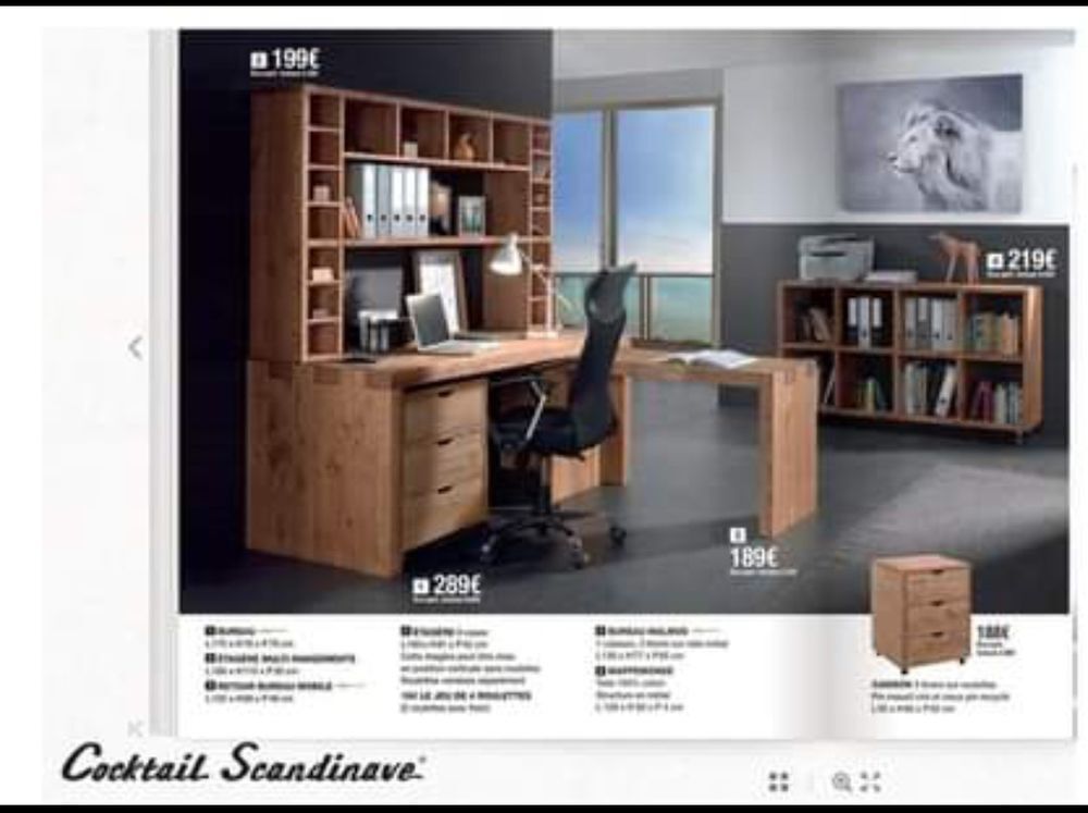Bureau complet rangements retour bureau caisson. Meubles