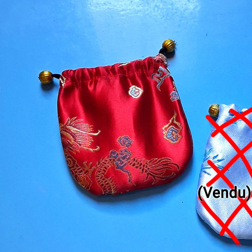 Petite bourse asiatique, satin brod&eacute; Maroquinerie