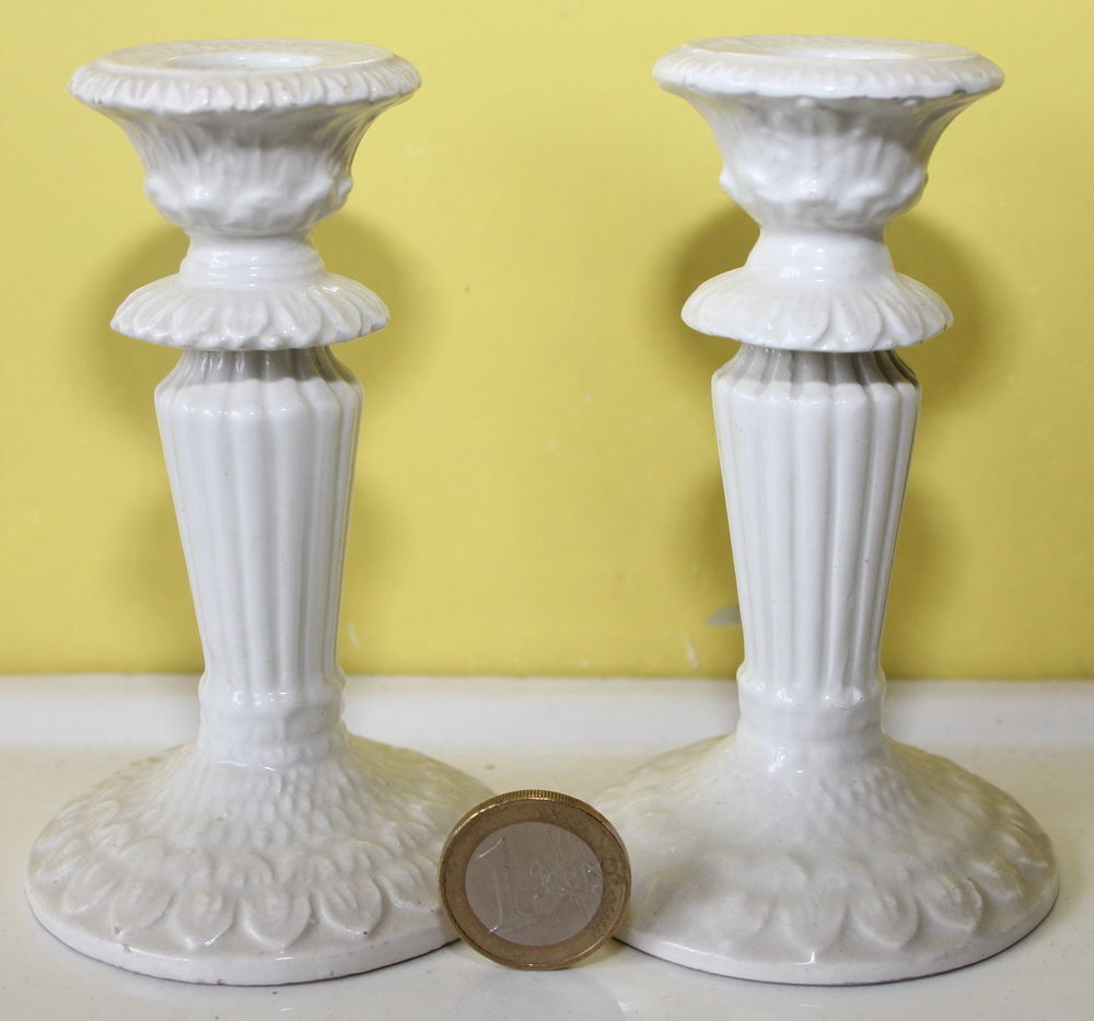 Bougeoirs poup&eacute;e dinette XIX eme
en fa&iuml;ence verniss&eacute;e Jeux / jouets