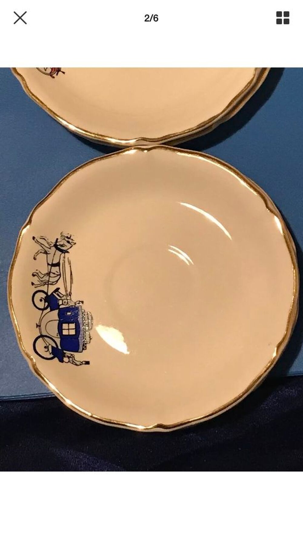 lot de 6 assiette ancienne en porcelaine ceranord St Amand semi vitrifi&eacute; 