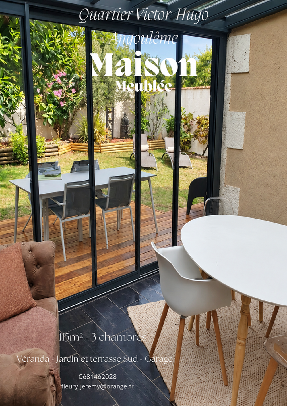 Location Maison Maison meublée de caractère - jardin sud - véranda - garage Angoulême