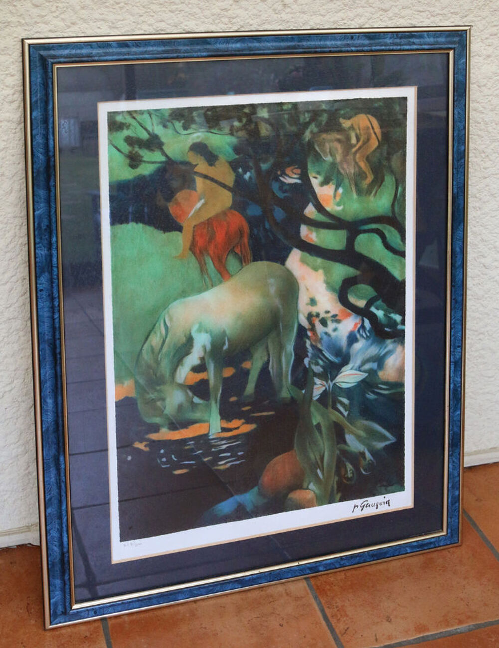 Lithographie originale sign&eacute;e Le cheval blanc de Gauguin 