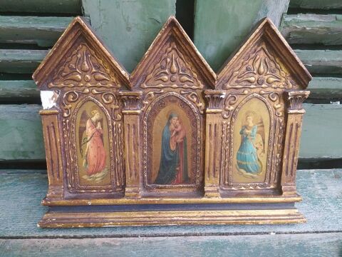 Ancien Triptyque Religieux Florentin Images Ic�nes Bois 55 Loches (37)