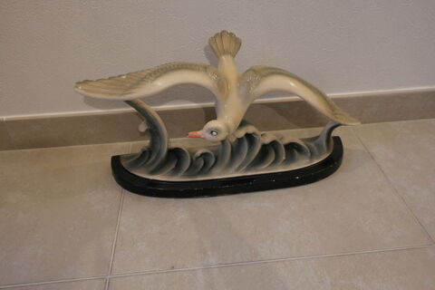 Sculpture de Mouette  pl�tre polychrome Vintage Sign� C. AND 50 Angers (49)