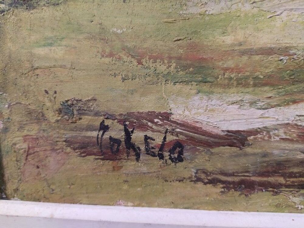 Ancien Tableau Africain Sign&eacute; vers 1960 Dcoration