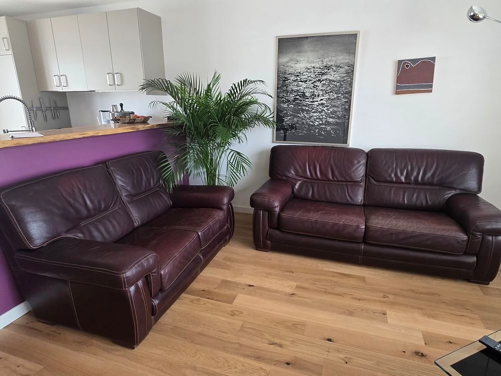 Paire de canap&eacute;s cuire, 3 places et 2 places Meubles