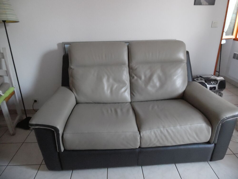 Canap&eacute; cuir gris bicolore Meubles