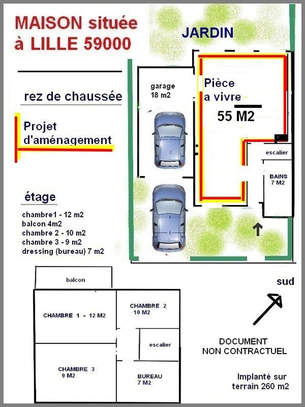 Vente Maison MAISON F4   59000 LILLE CHU garage attenant, véranda,jardin Lille