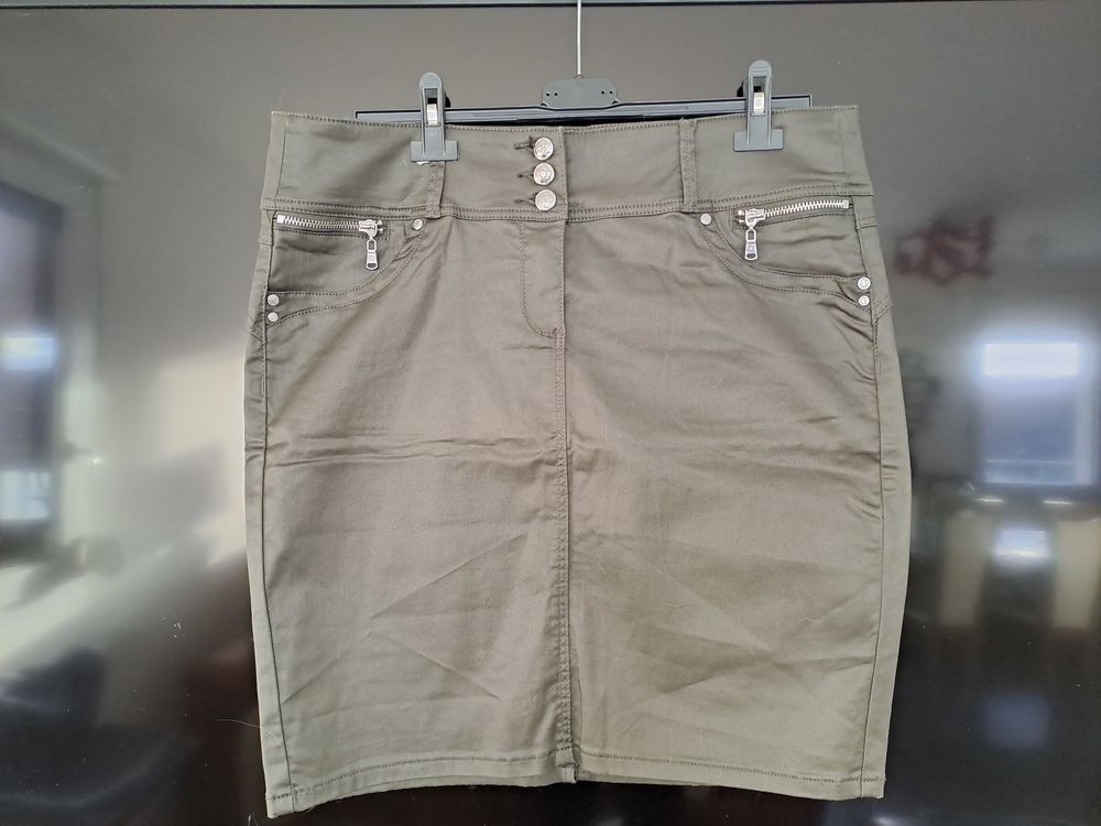 Jupe courte enduite marron - "Br&eacute;al" - Taille 44 Vêtements