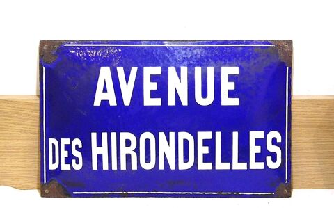 Grande Plaque �maill�e avenue des hirondelles plaque �mail bomb�e d�co antiquit� 150 Dunkerque (59)