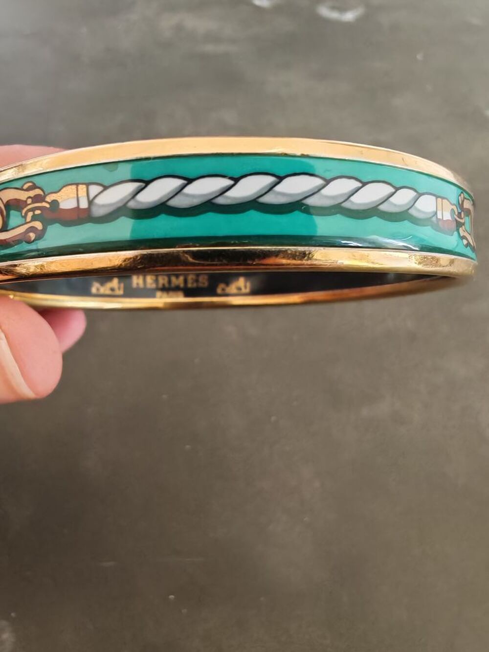 Bracelet &eacute;maill&eacute; Herm&egrave;s vert et dor&eacute; Bijoux et montres