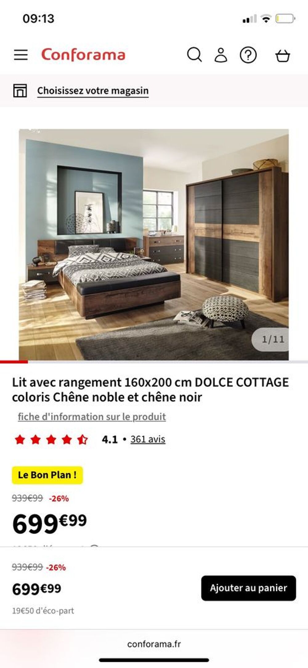 Lit coffre DOLCE COTTAGE Conforama 160x200 Meubles