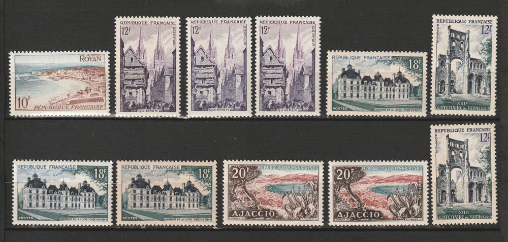 Timbres Neufs ANNEE 1954 en triple 