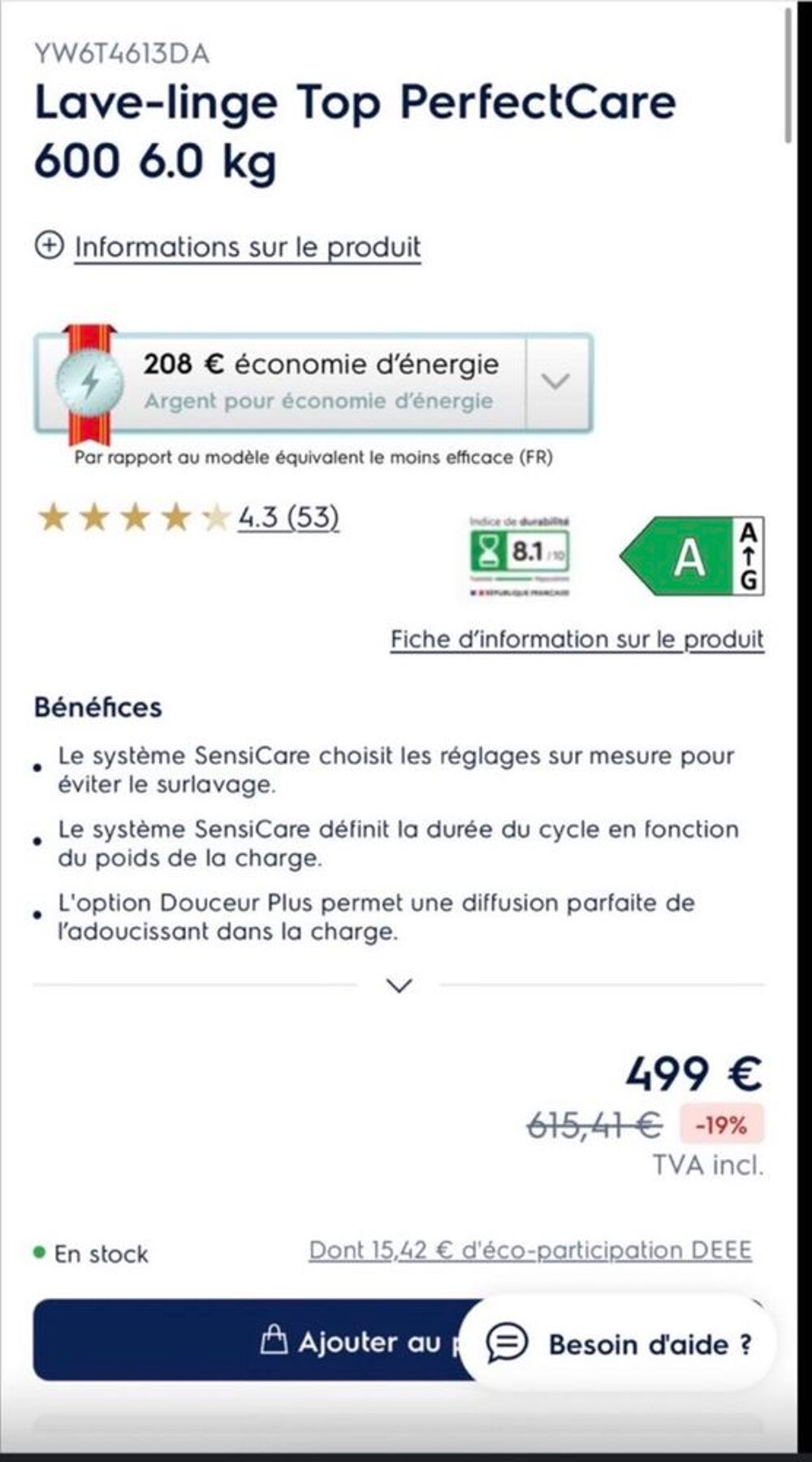 Machine &agrave; laver neuve Electroménager