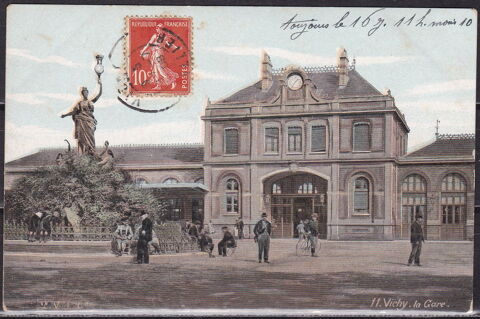 Timbres-CPA-carte postale- VICHY (03) La Gare - 1910 5 Lyon 5 (69)