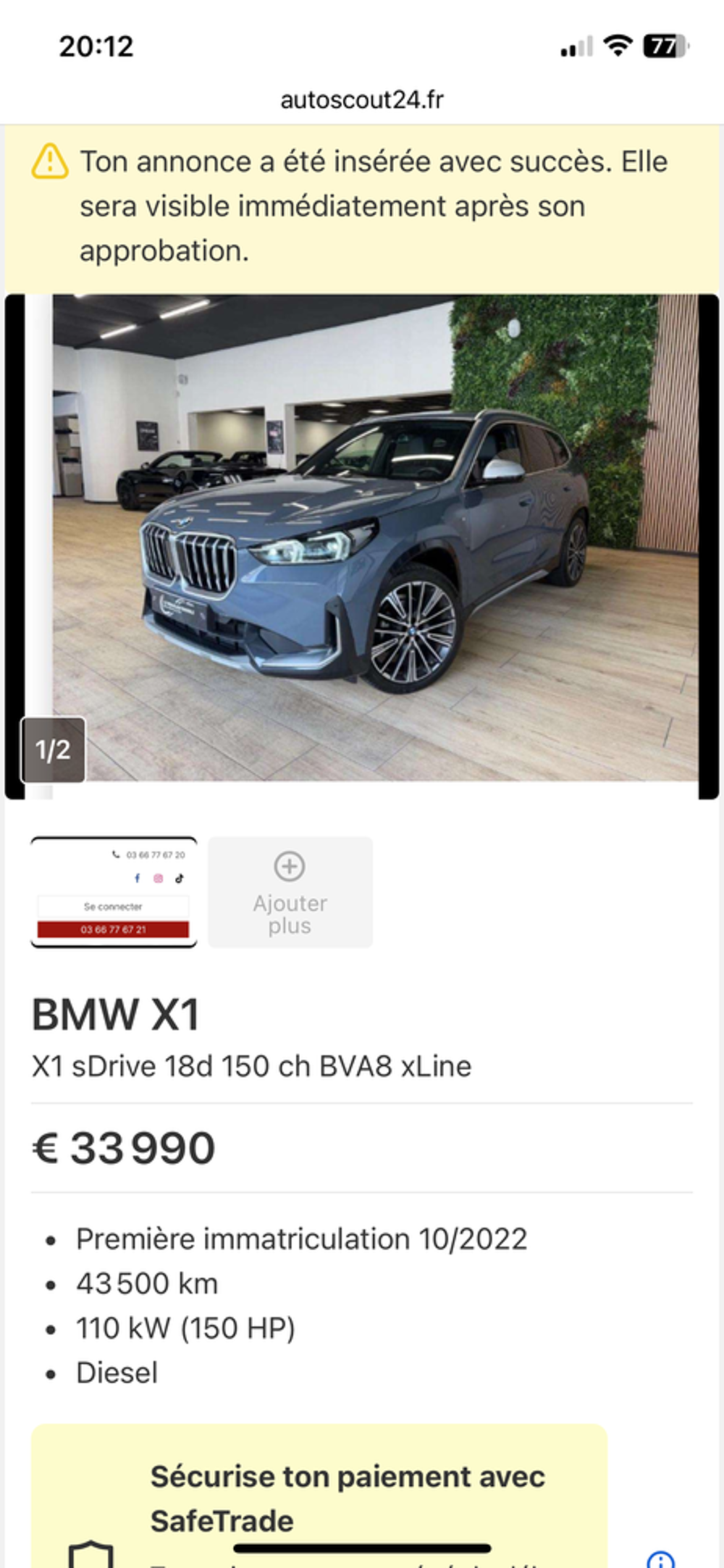 X1 sDrive 18d 150ch DKG7 First Edition 2022 occasion 62223 Saint-Laurent-Blangy