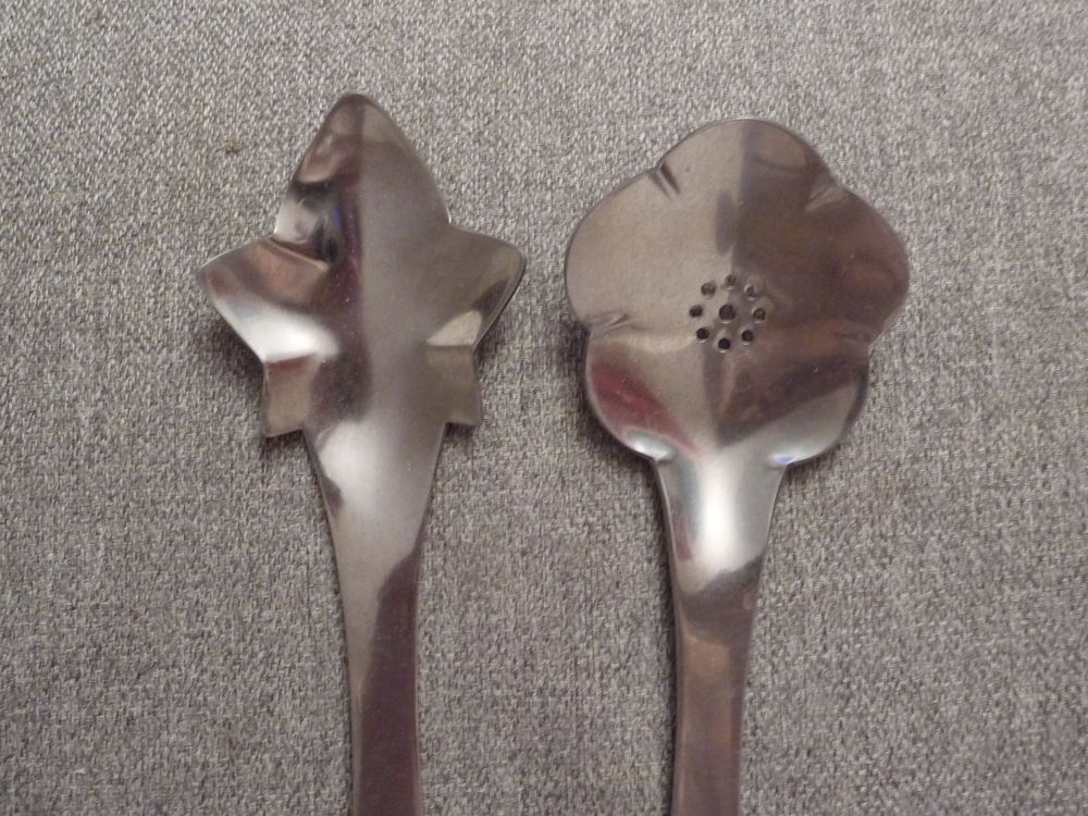 2 Cuill&egrave;res a Salade en M&eacute;tal Argent&eacute; Cuisine