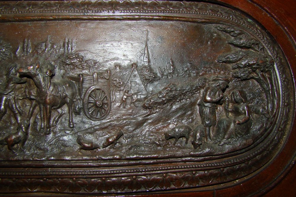 Tableau ancien bas-relief en cuivre XIX&egrave;me Décoration