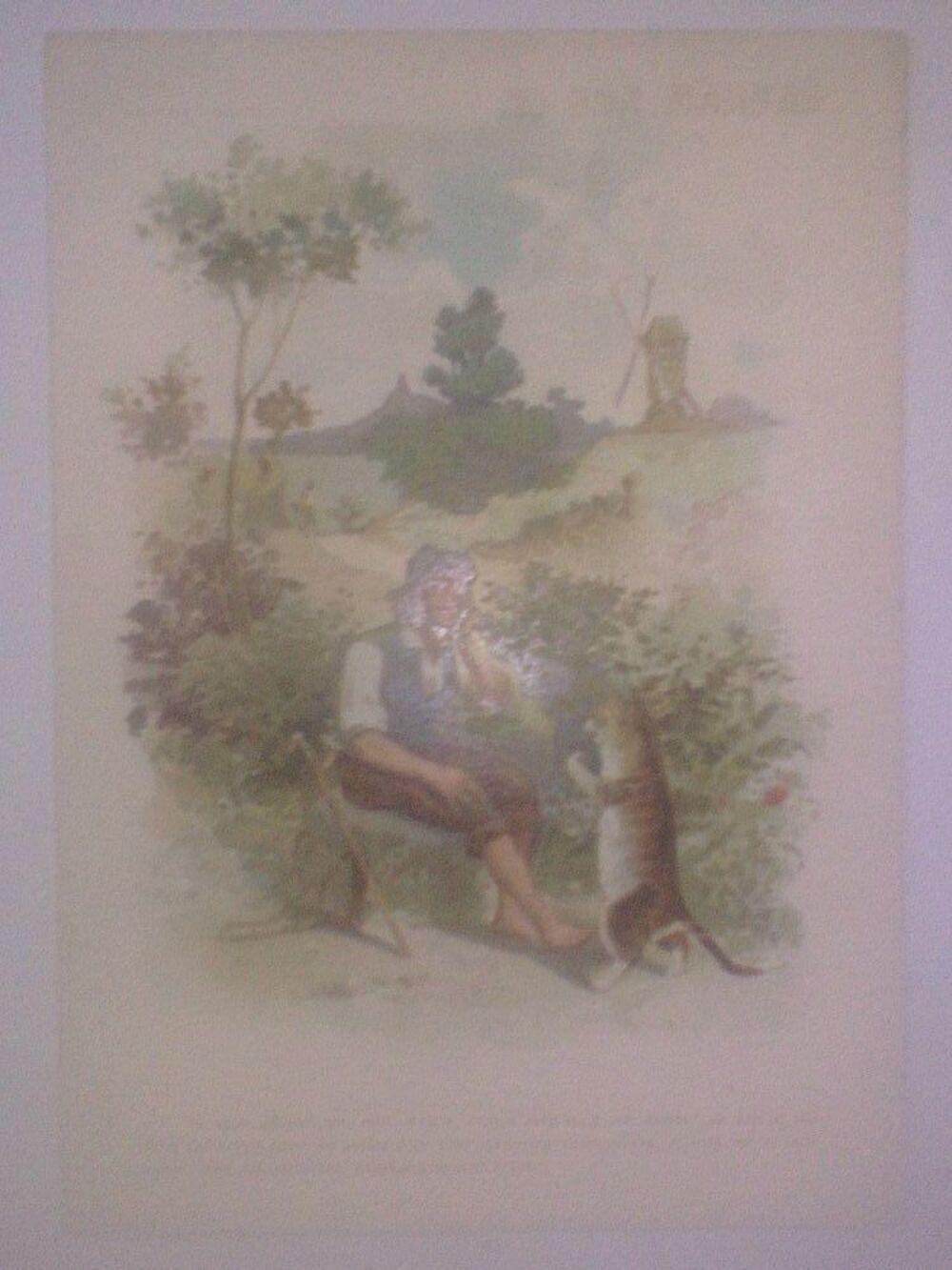 Chromo Au bon march&eacute; Le chat bott&eacute; Un sac des bottes Moulin 