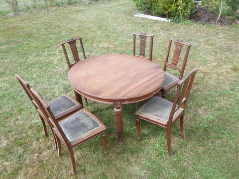 Table + 6 chaises (assise cuir) annes 50 400 Sn (56)